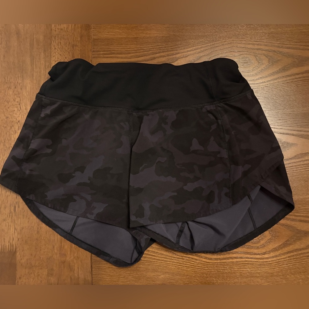 Lululemon black camo speed up shorts